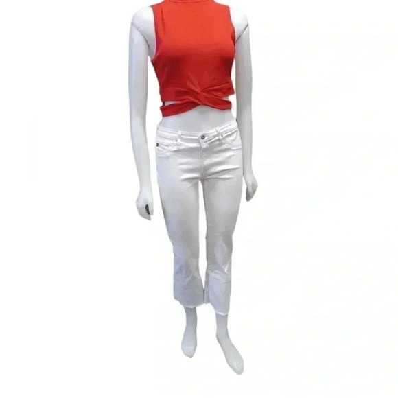 AG JODI Crop White Jeans Raw Hem  Size 28 - Picture 3 of 13